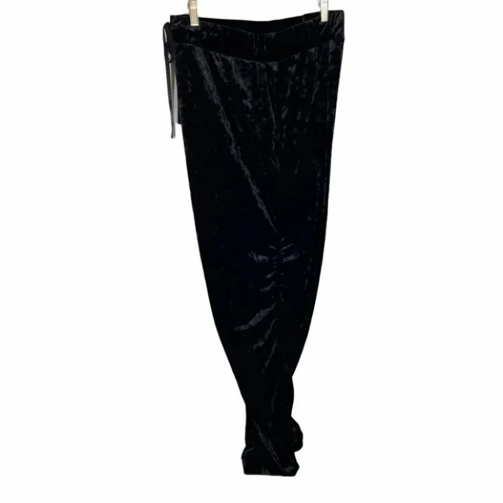 LOGO 2X black velvet drawstring ruched pants‎ - Picture 3 of 5